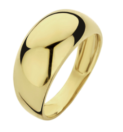14 karaat geel gouden dames ring breed bol model